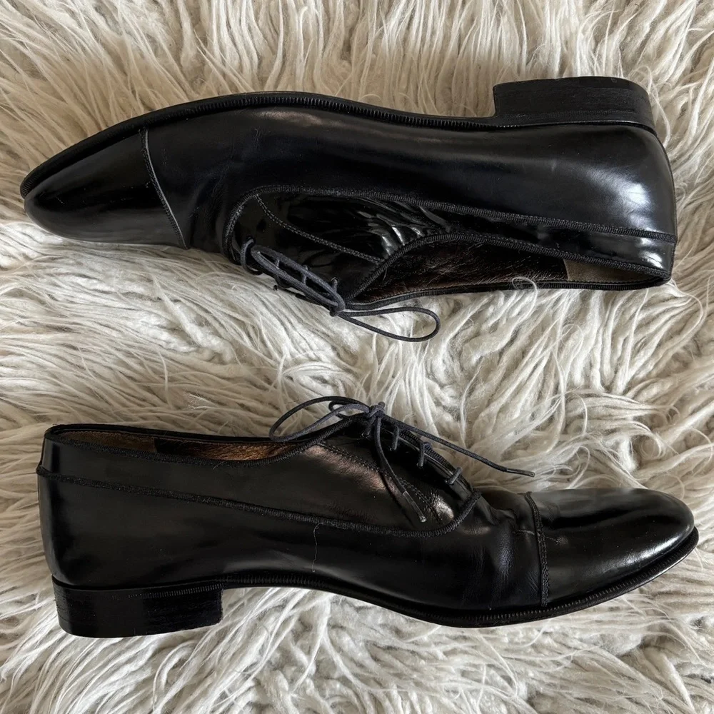 Salvatore Ferragamo Florence Black Leather Cap Toe Oxford Dress Shoes Mens 9.5D